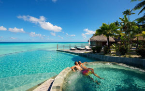 Soaking in the Pool at Hotel Kia Ora, Rangiroa