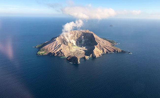 Aerial view of White Island volcano near Rotorua, New Zealand