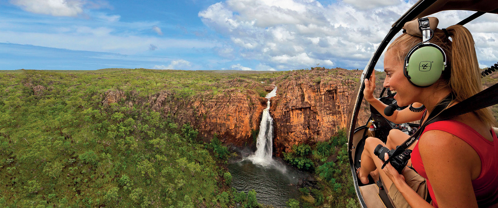 Helicopter Over Katherine Outback - The Ghan Luxury Train from Adelaide to Darwin