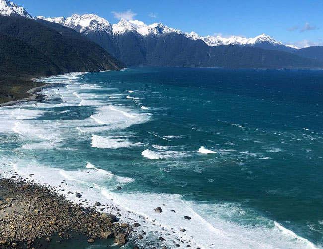 Black Sand Beach in New Zealand